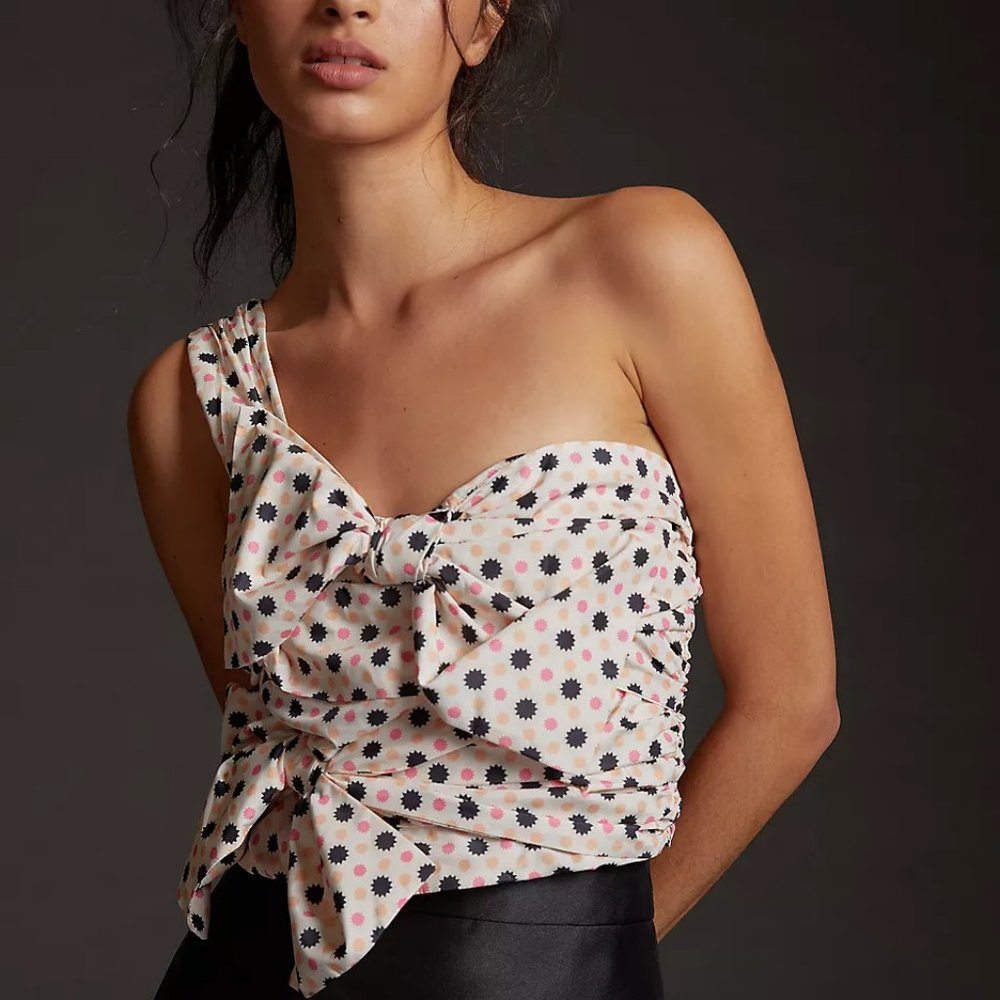 Anthro Maeve Bow-Tie One-Shoulder Tank - Picture 1 of 12